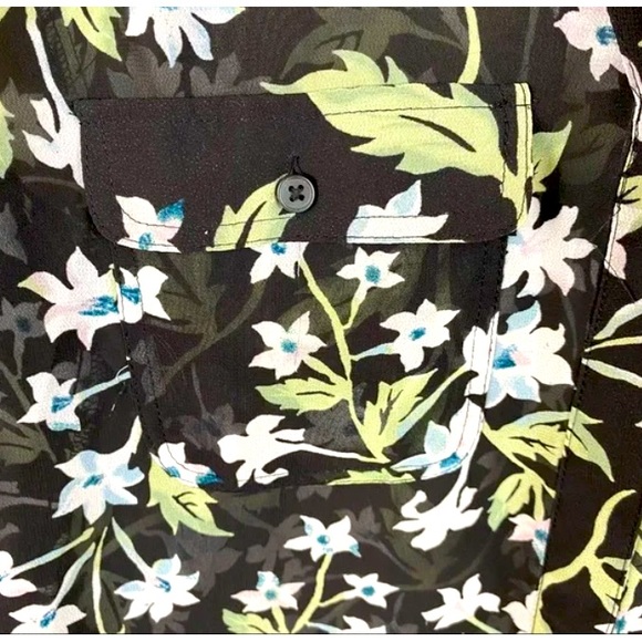 Loft sheer floral collarless button down shirt - Picture 5 of 7